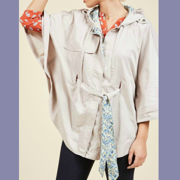Modcloth Jackets & Blazers - ModCloth Taupe French Quarter Explorer Hooded Cape